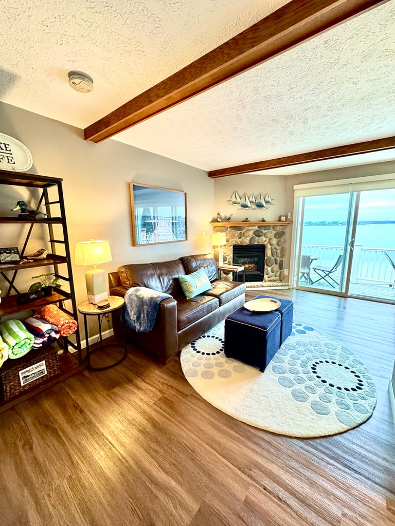 Portrage Point Resort Condo Rental Waterfront Living Room